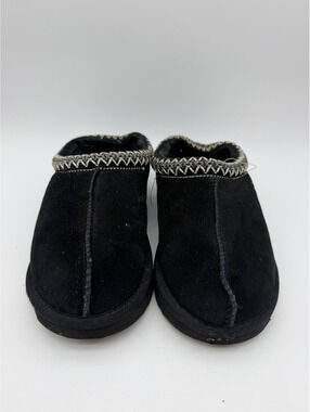 UGG Tasman Black Suede Slip-On Shearling Slippers, Size 6